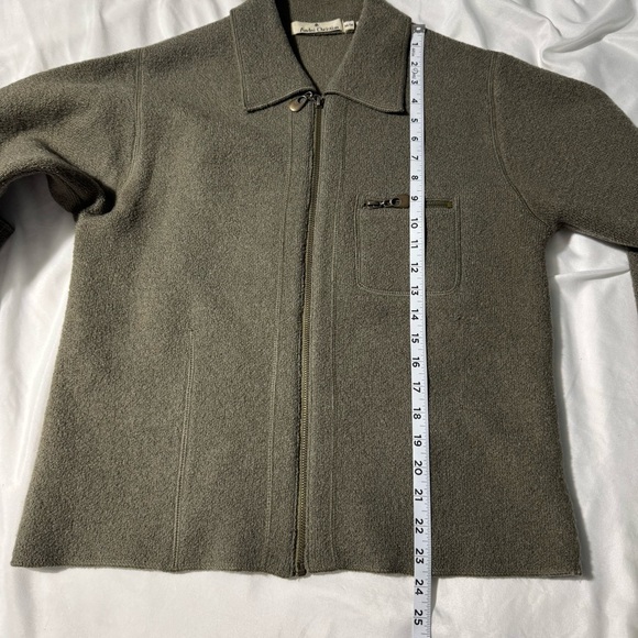 Vintage André Christian 100% Wool Zip Up Sweater Green Size Medium - Picture 7 of 10